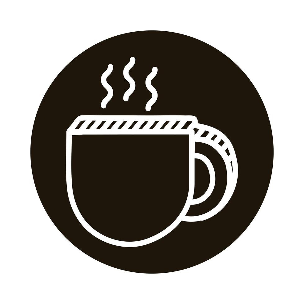 icono de estilo de bloque de doodle de taza de café vector