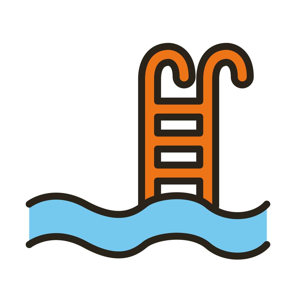 pool stairs line and fill style icon vector