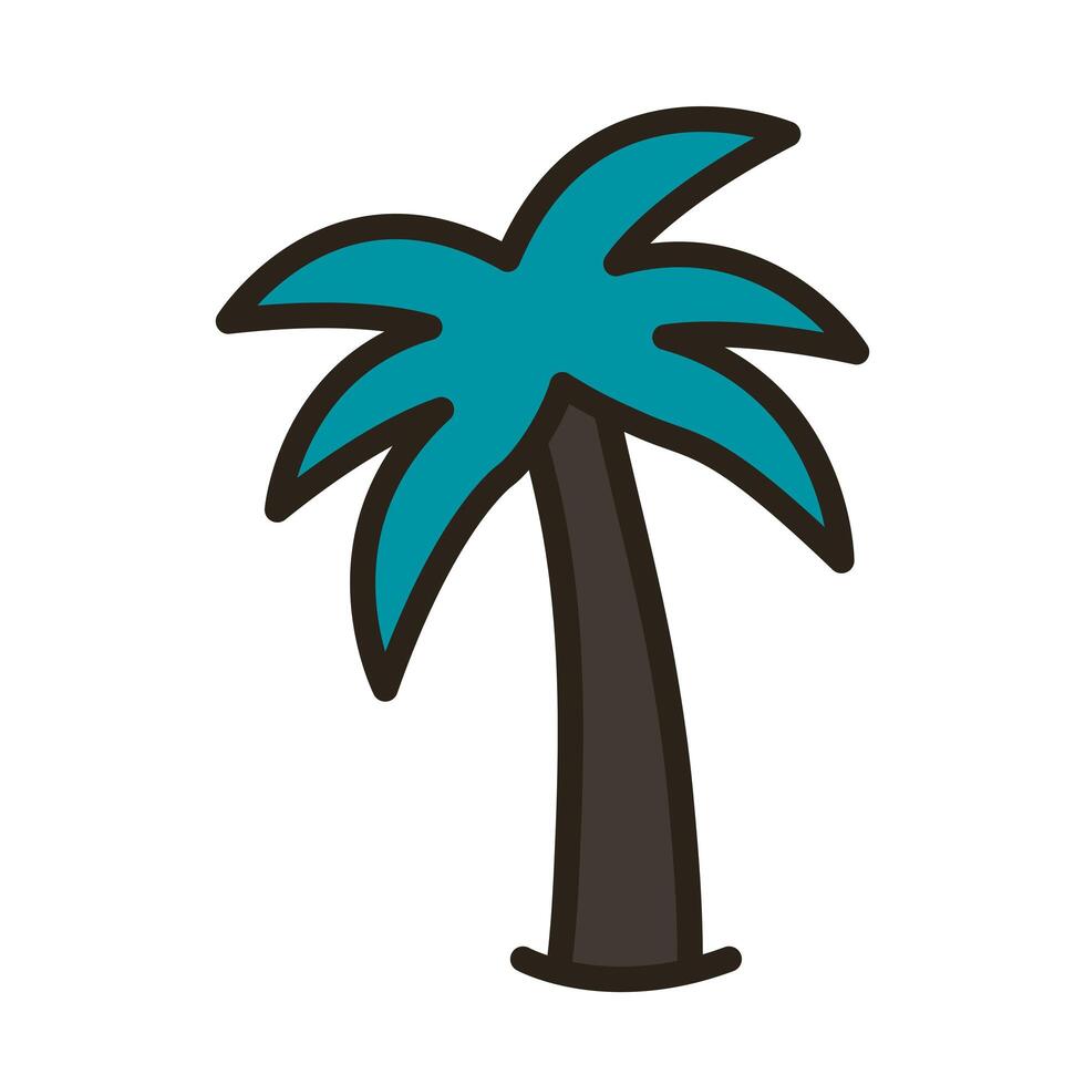 tree palms summer line and fill style icon vector