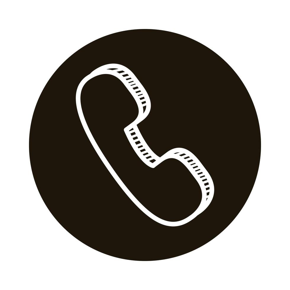 telephone device doodle block style icon vector