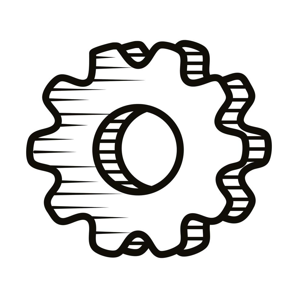 gear settings setup doodle line style icon vector