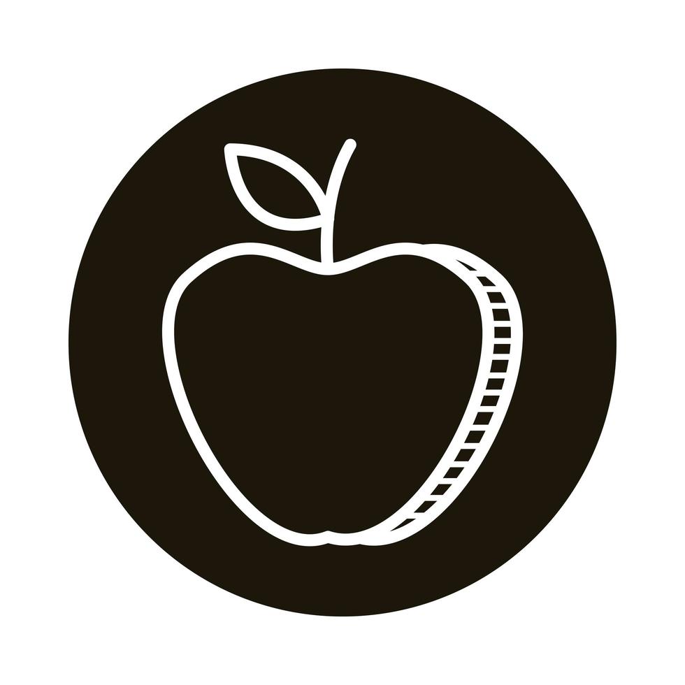 apple fresh fruit doodle block style icon vector