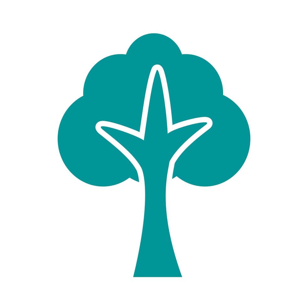 tree plant forest silhouette style icon vector
