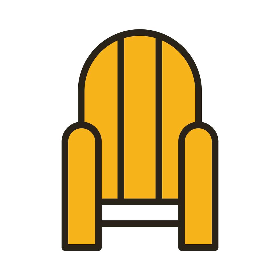 línea de silla de madera e icono de estilo de relleno vector