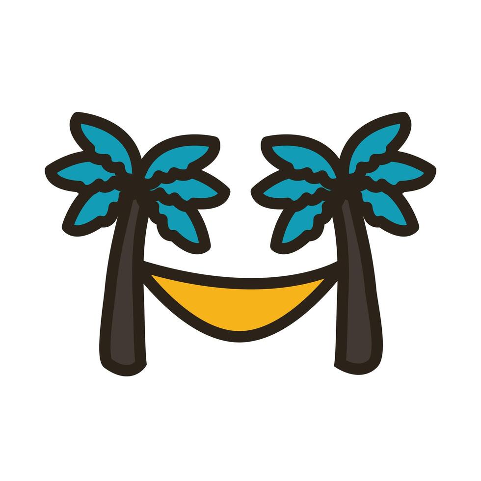 tree palms summer line and fill style icon vector