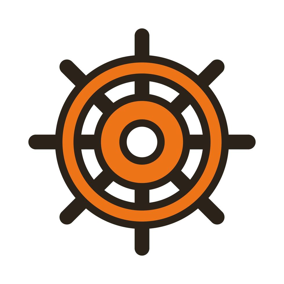 helm of ship line and fill style icon vector