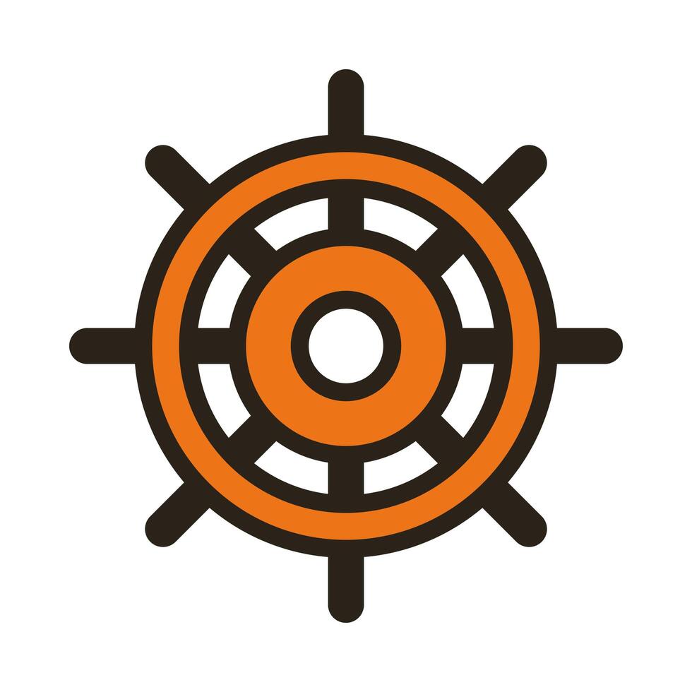 helm of ship line and fill style icon vector