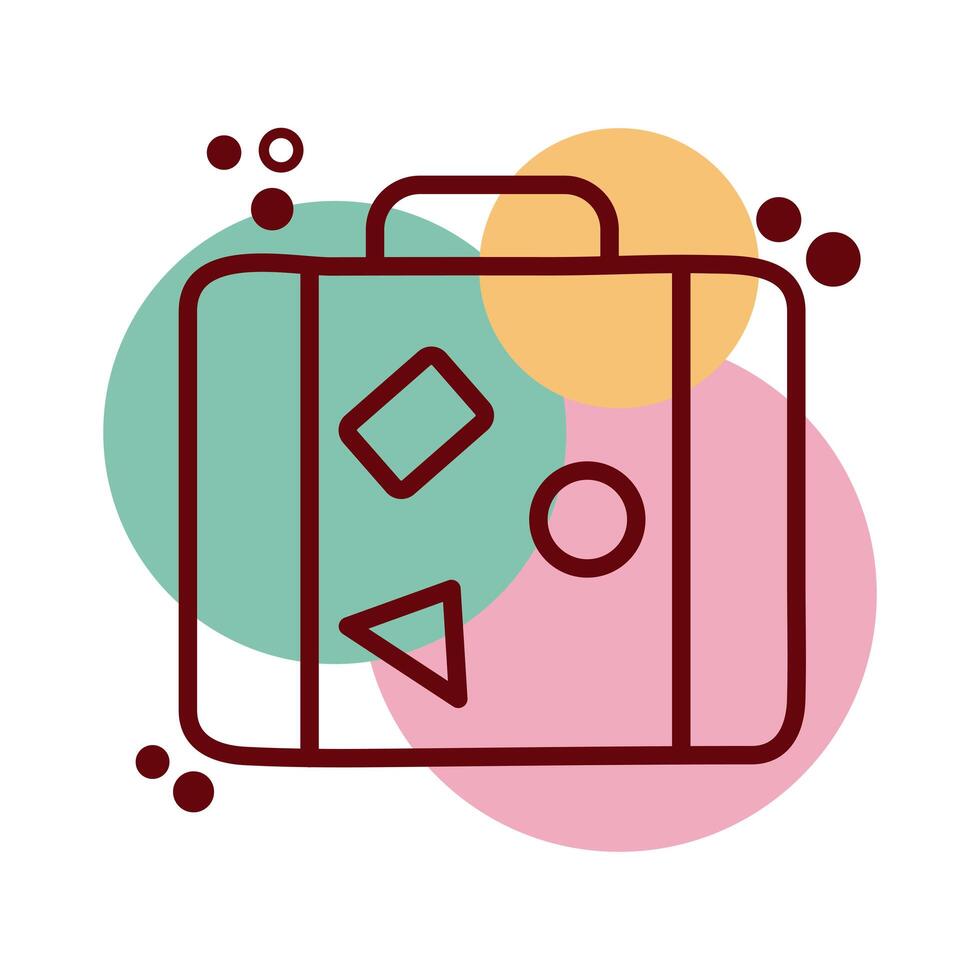 icono de estilo de línea y color de viaje de maleta vector