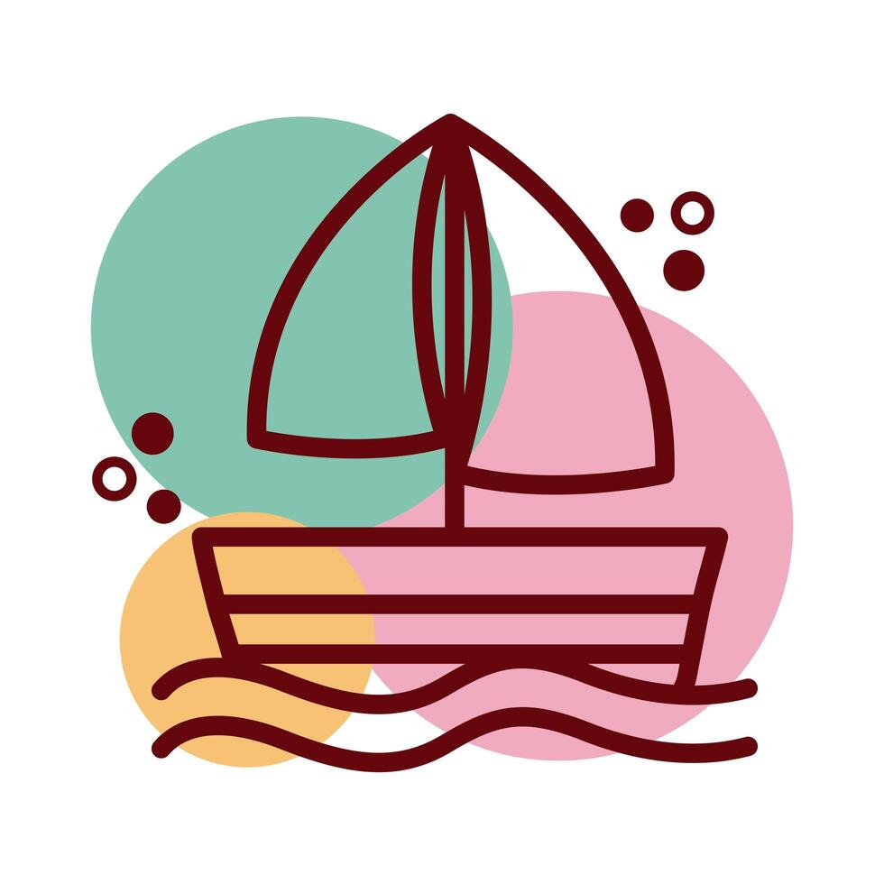 sailboat ship line and color style icon vector