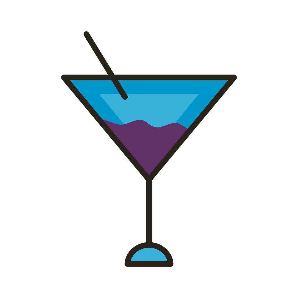 cocktail cup line and fill style icon vector