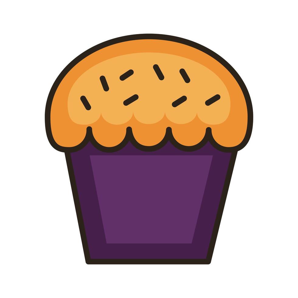 icono de estilo de relleno y línea de panadería de cupcakes dulces vector