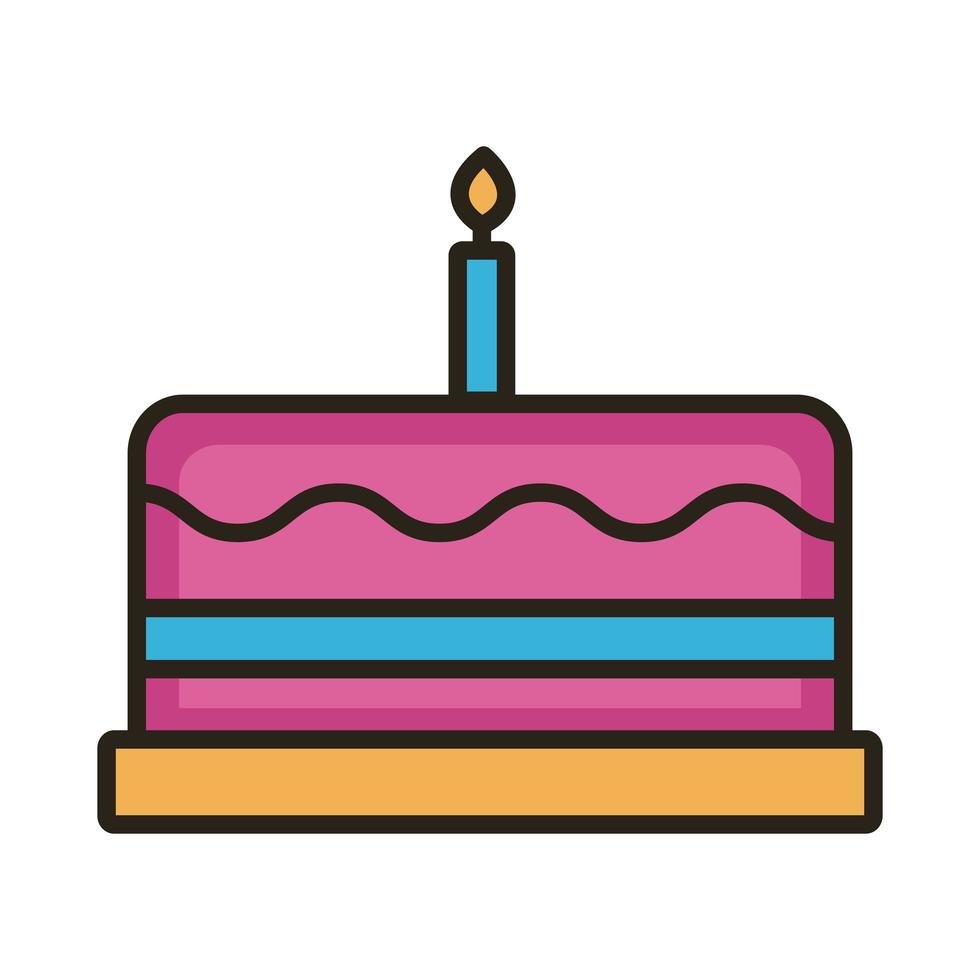 icono de estilo de relleno y línea de cumpleaños de pastel dulce vector