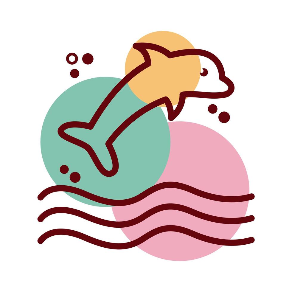dolphin sea animal line and color style icon vector