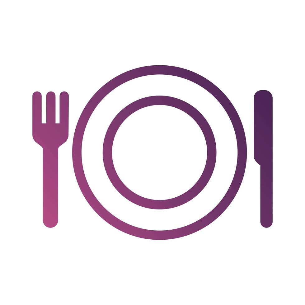 dish with fork and knife line degradient style icon vector