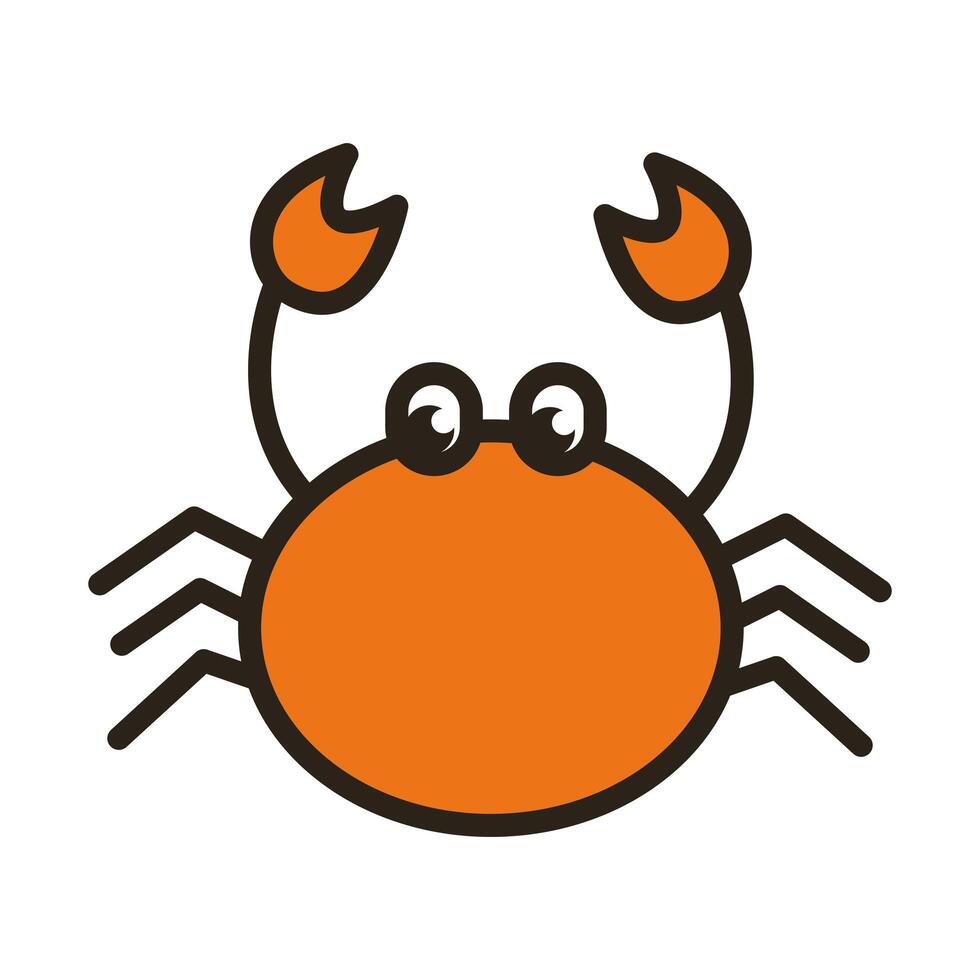 crab sea animal line and fill style icon vector