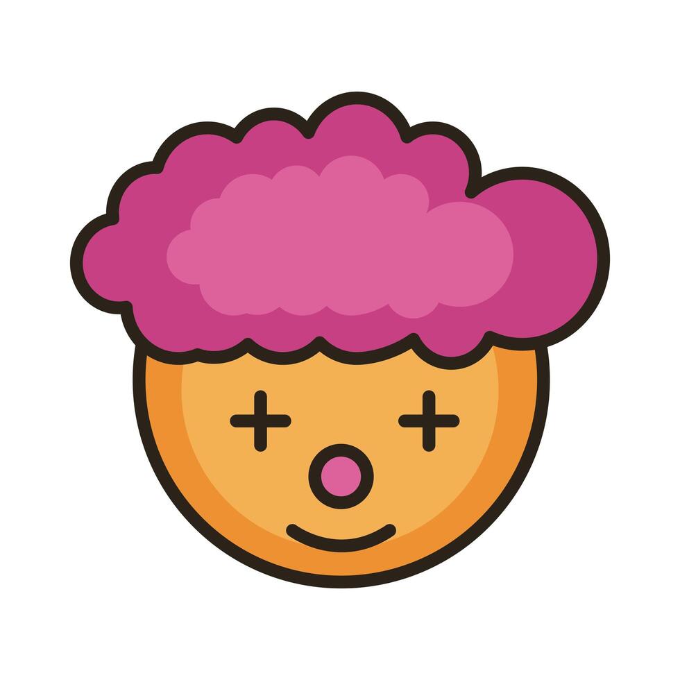 clown head face line and fill style icon vector