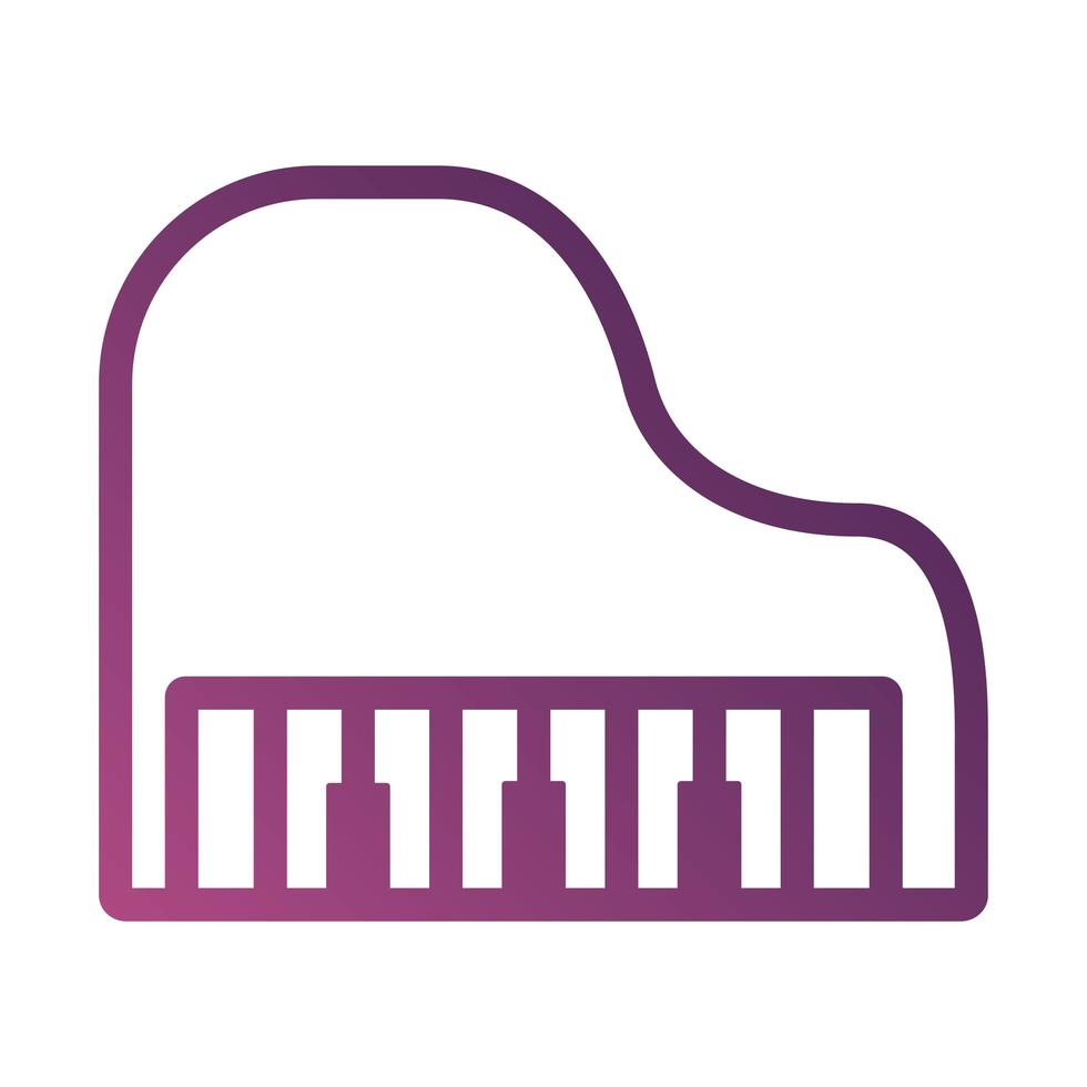 icono de estilo degradado de línea de instrumento musical de piano vector