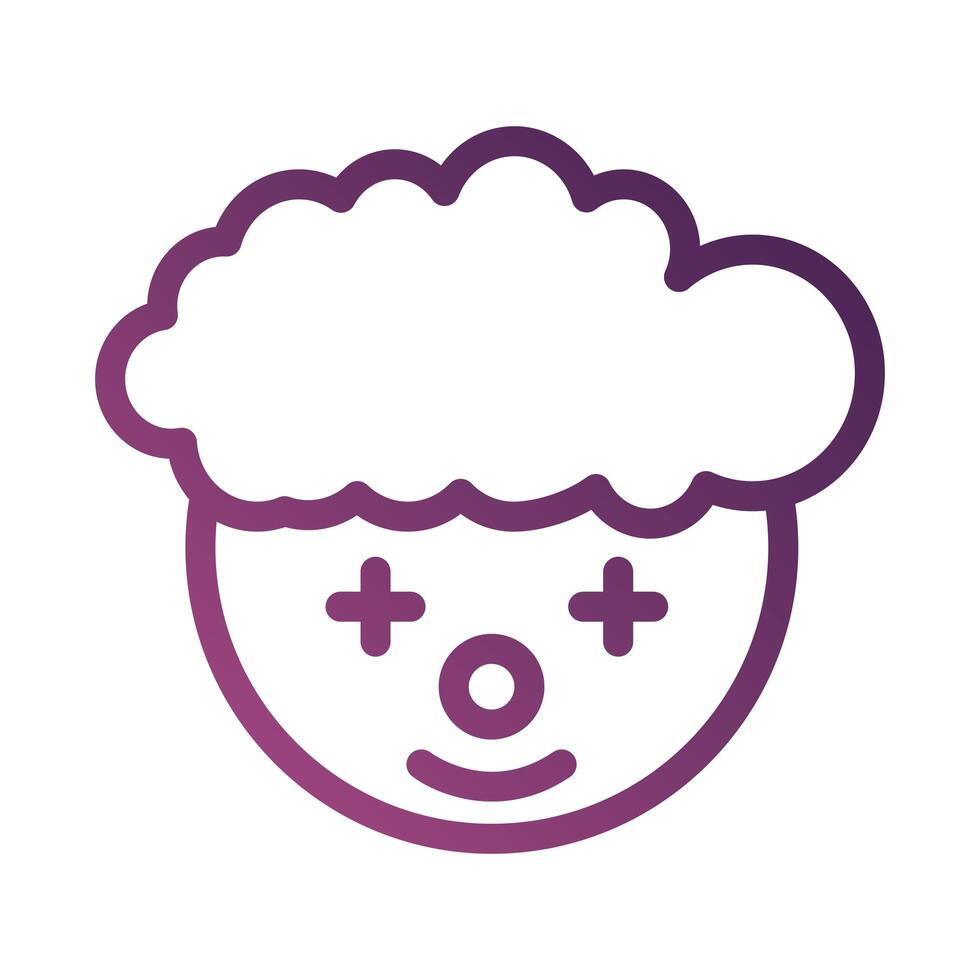 clown head face line degradient style icon vector