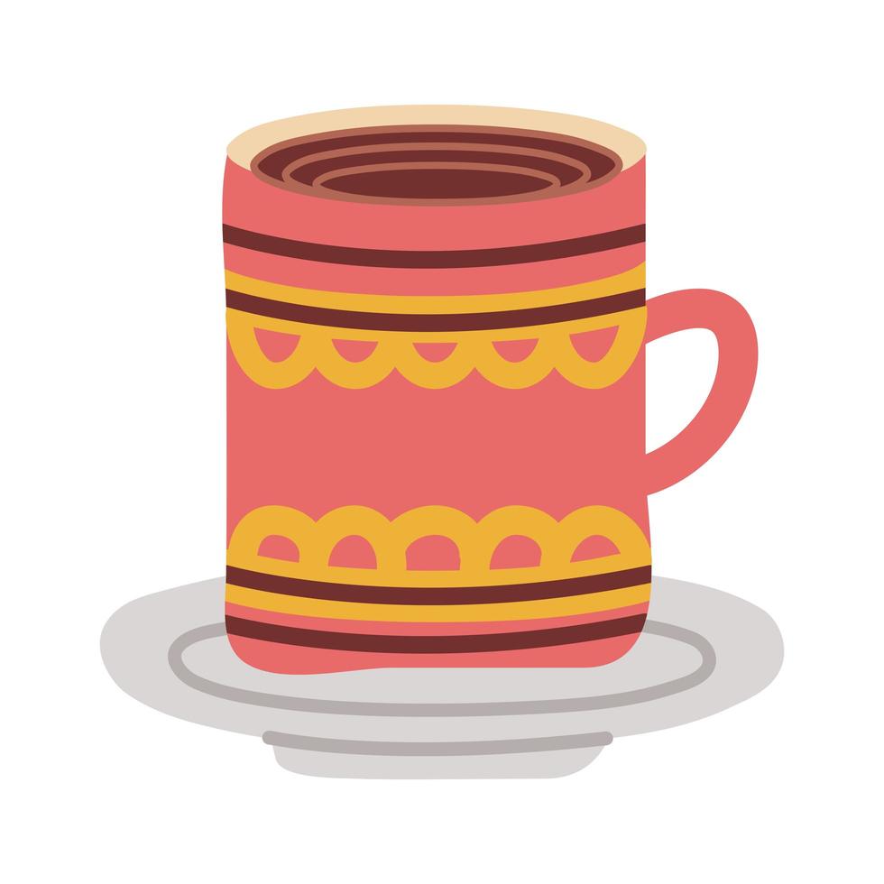 dish with ceramic cup flat style icon vector