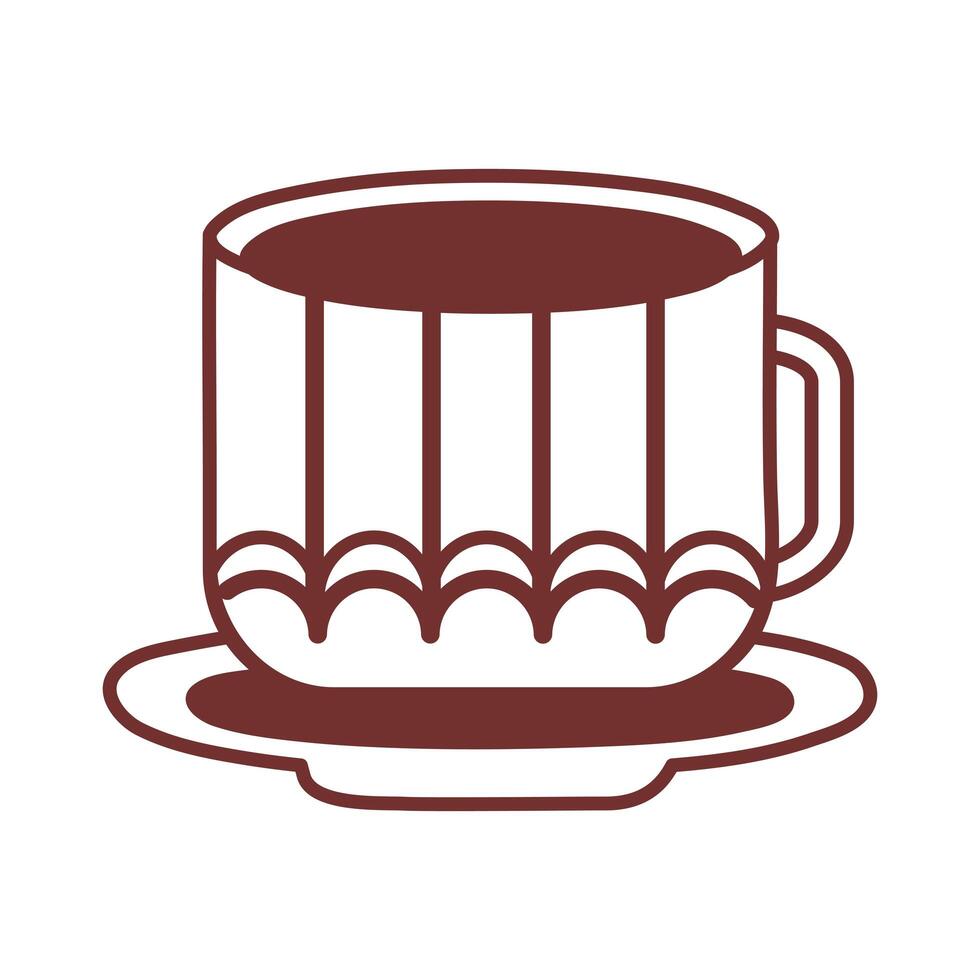 dish with ceramic cup line style icon vector