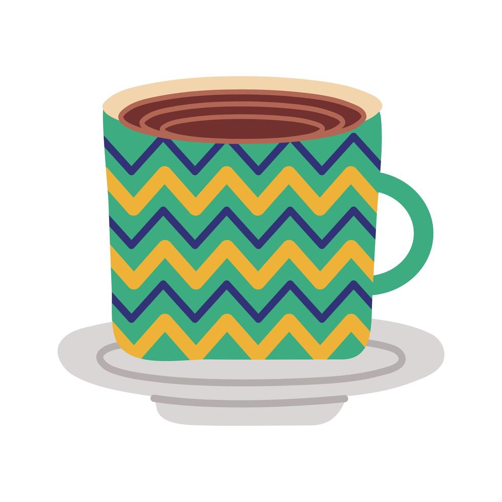 dish and ceramic cup with geometric figures flat style icon vector