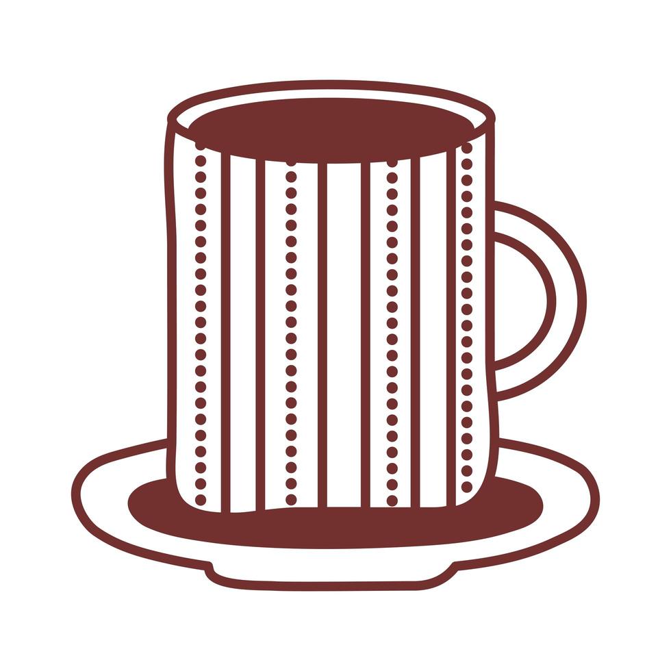 dish and ceramic cup lines and points line style icon vector