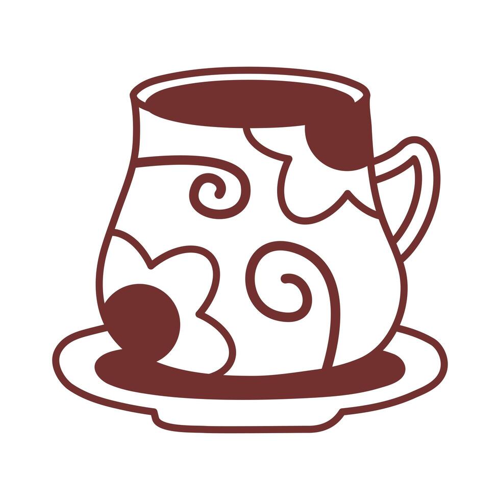 dish with ceramic cup line style icon vector
