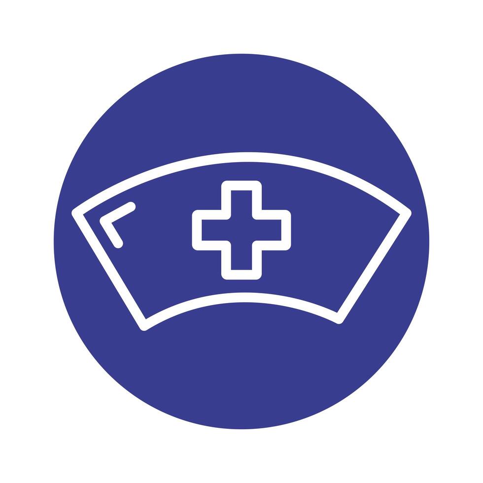 nurse hat with medical cross block style icon vector