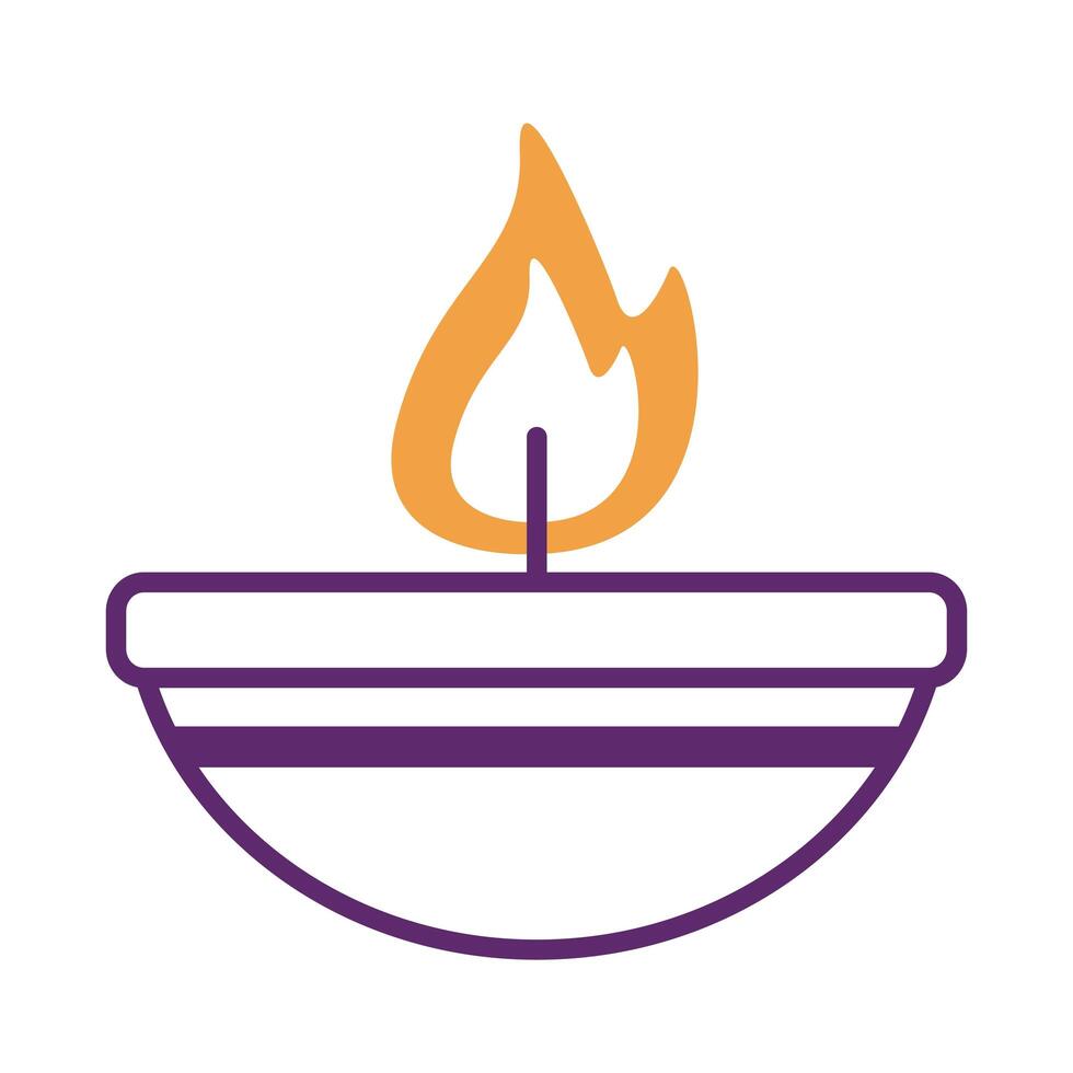 lamp with candle line style icon vector