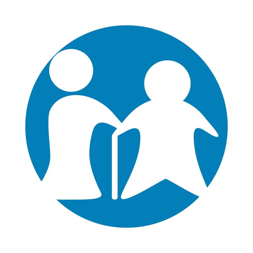 grandfather with daughter block style vector