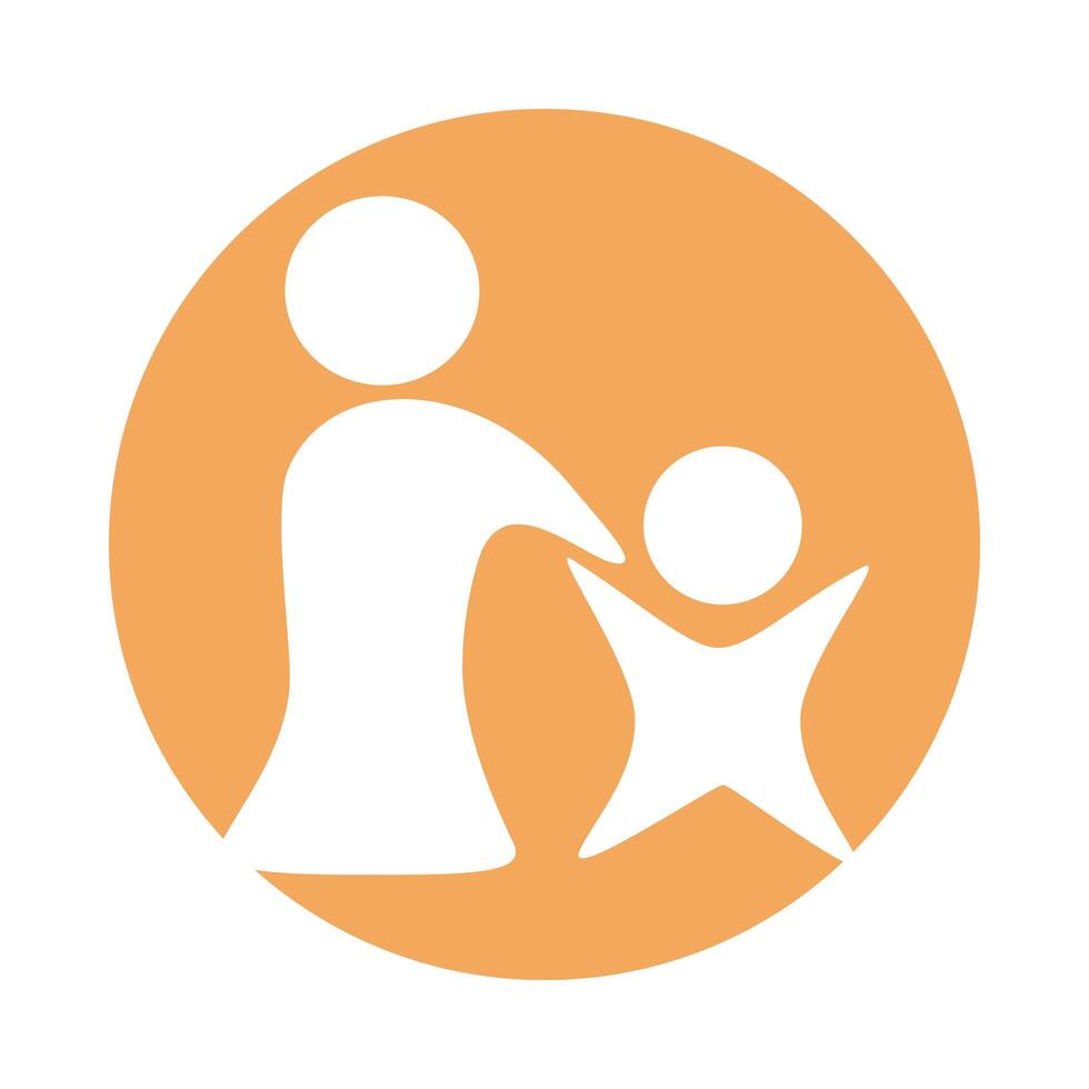 mother with son parents silhouettes block style vector