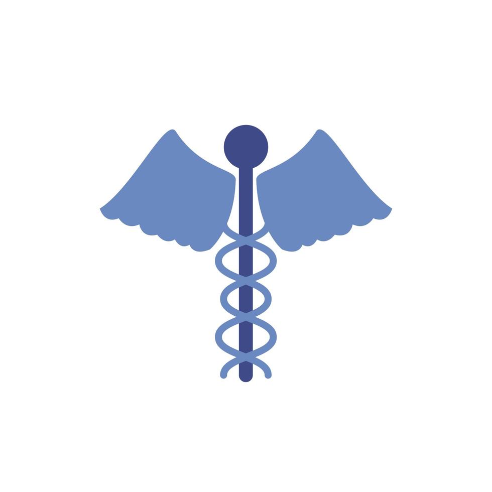 icono plano del símbolo médico del caduceo vector