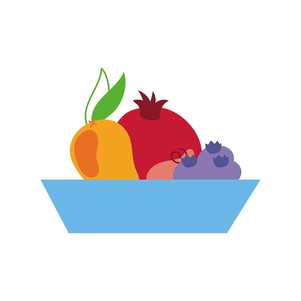 bowl with fresh fruits icons vector
