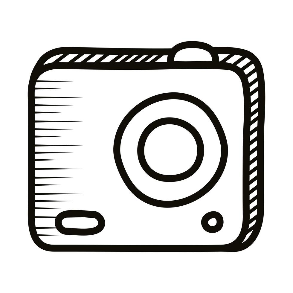 photographic camera doodle line style icon vector