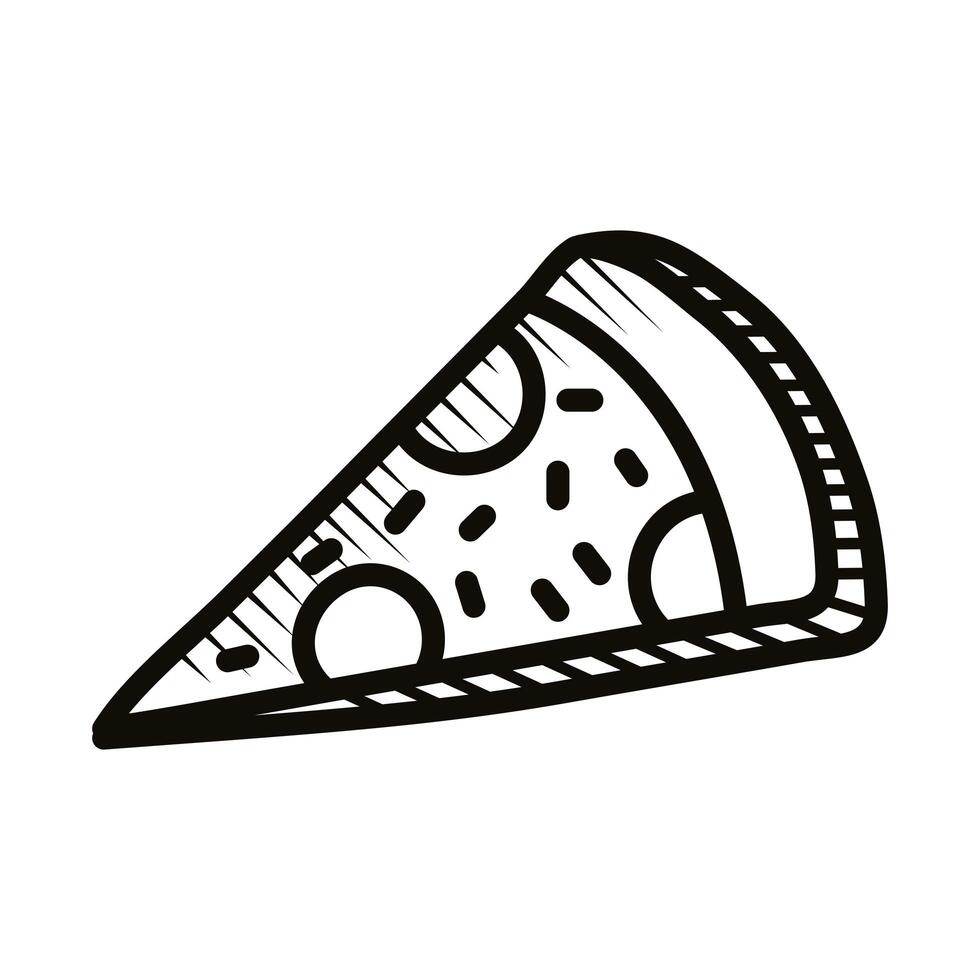 pizza food doodle line style icon vector