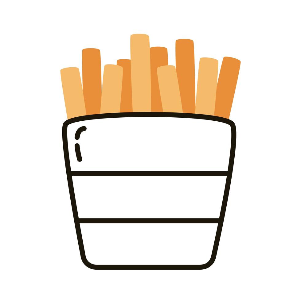 delicious french fries fast food line style vector
