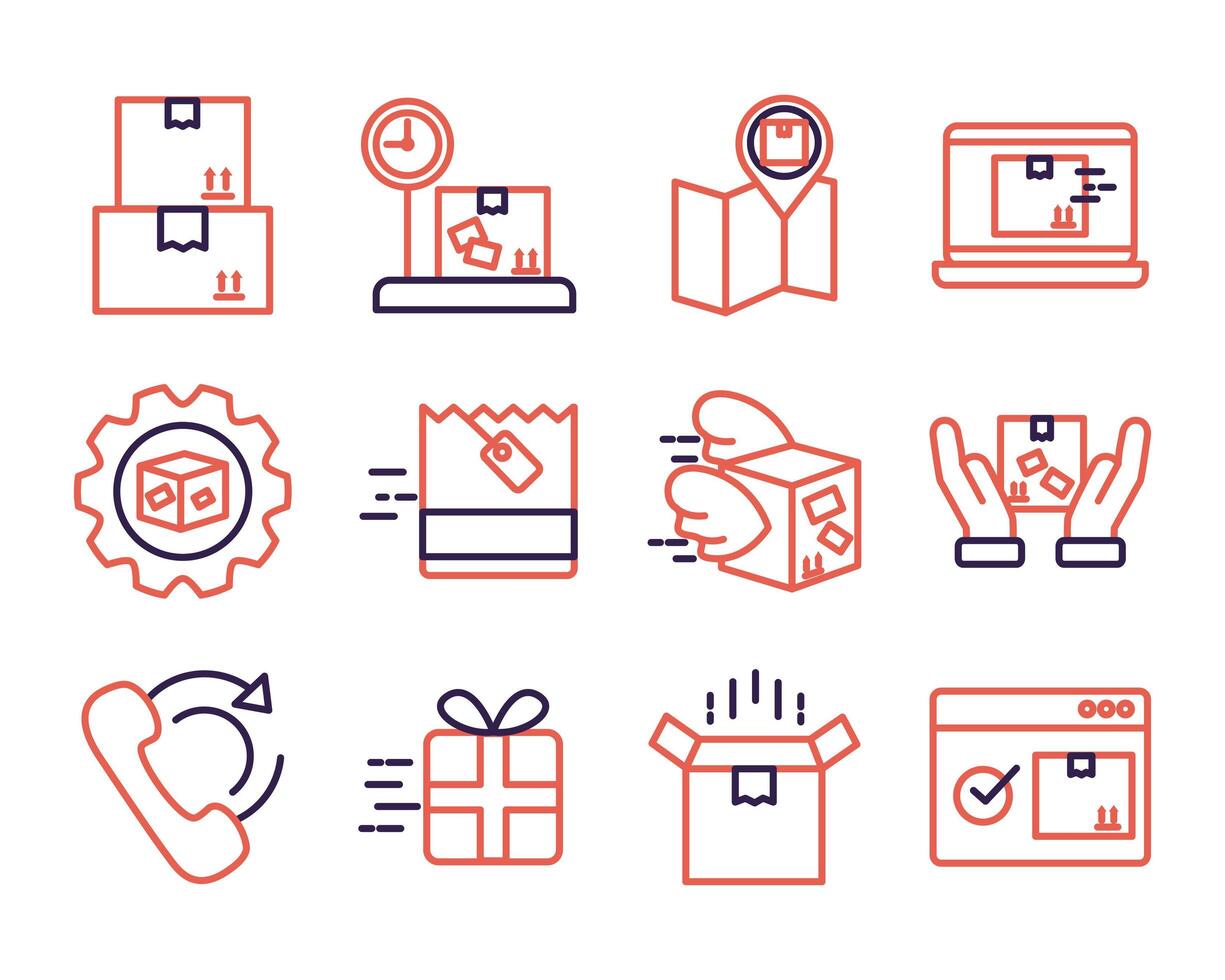 bundle of delivery service icons vector