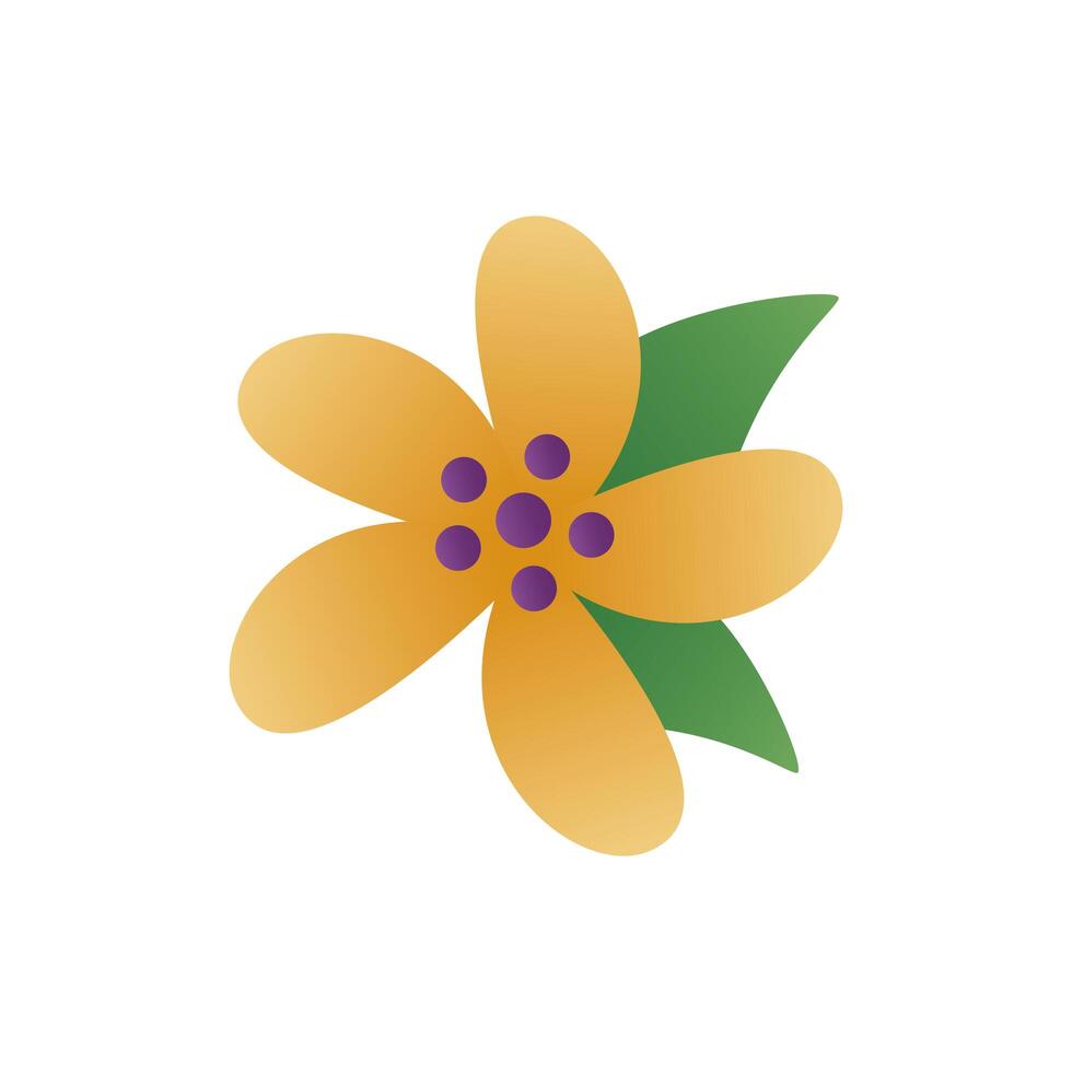 cute flower with leaves spring degradient style icon vector