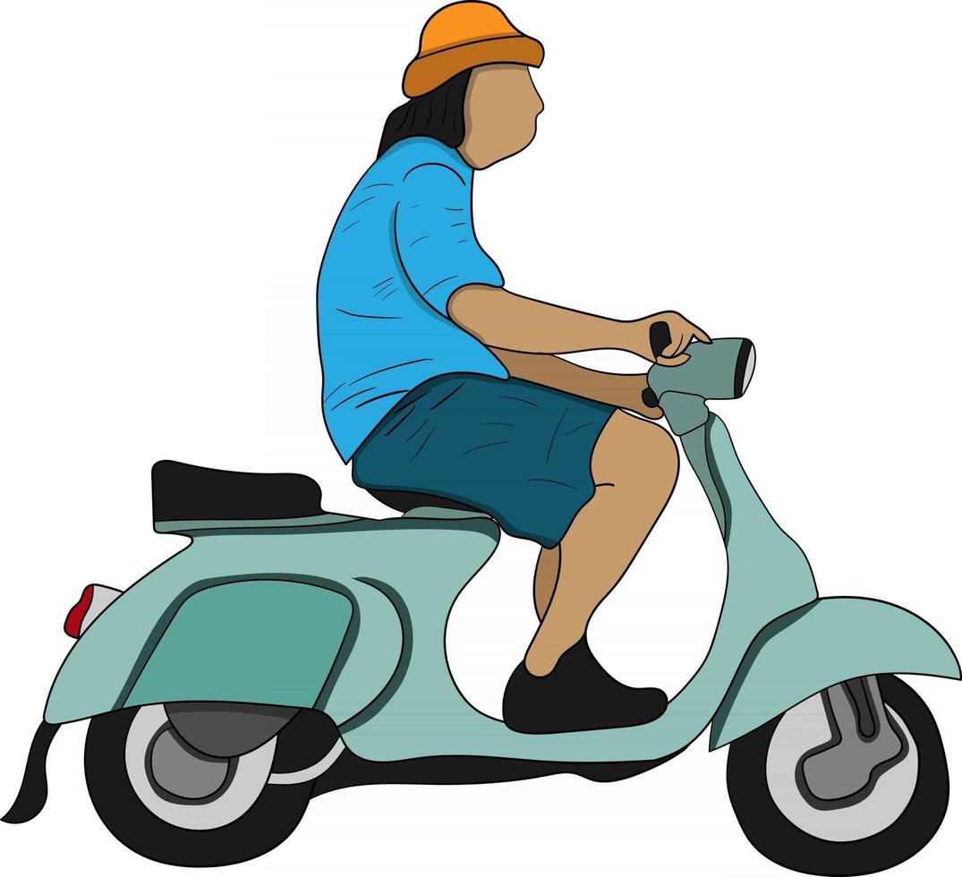 Scooter ciclista personaje plano perfecto para proyecto de diseño vector