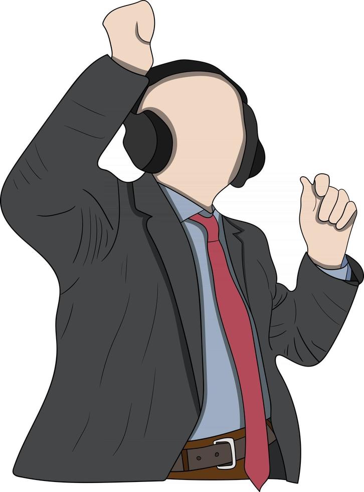 flat character Man in Black Jacket Wearing Black Headphones vector