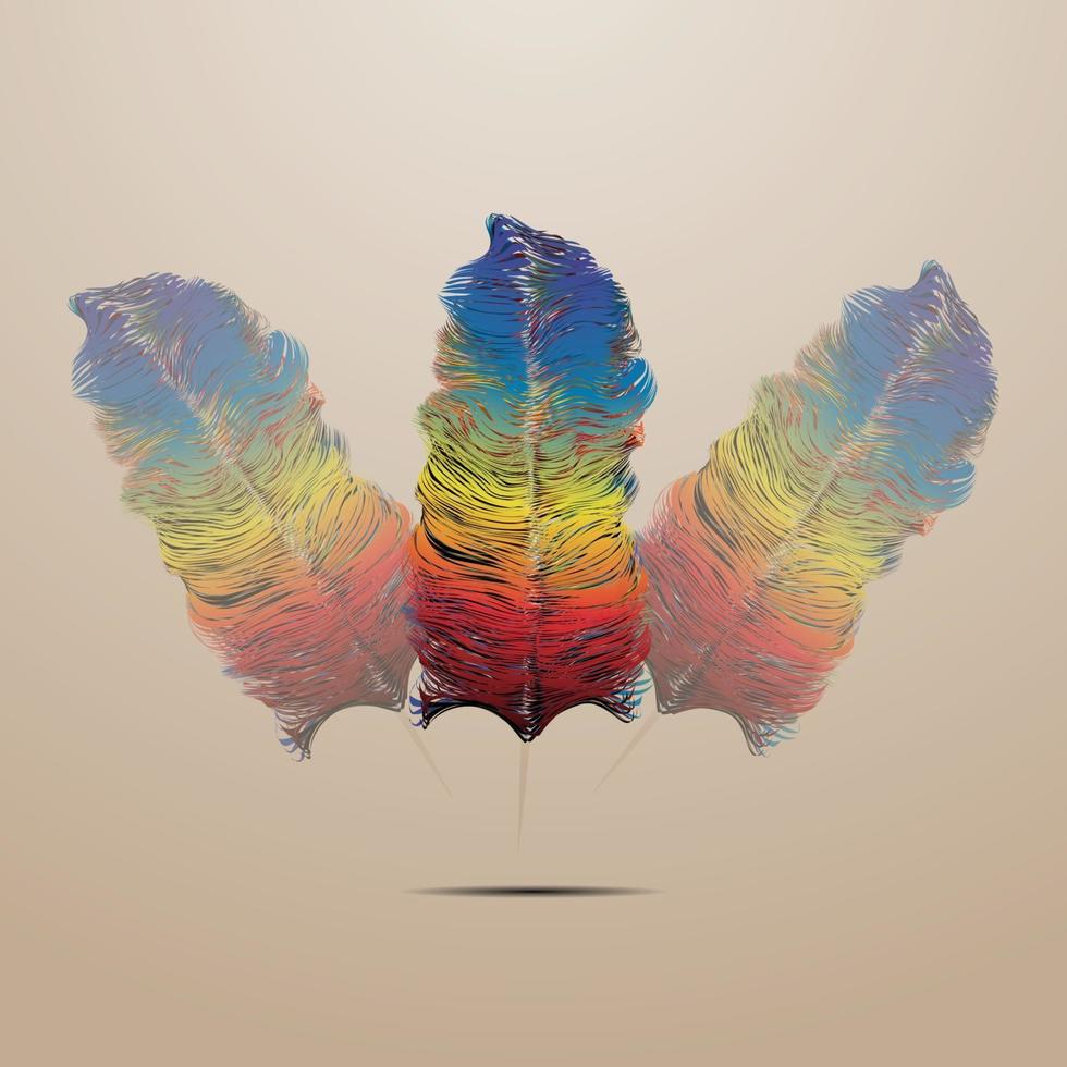 cute feathers design in spectrum colors vector