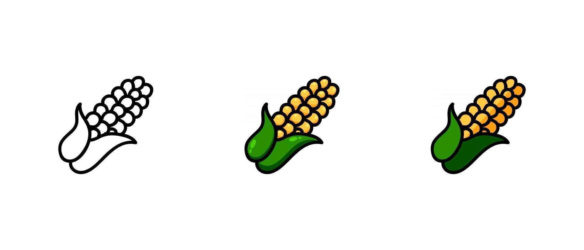 contorno y símbolos de colores de maíz vector