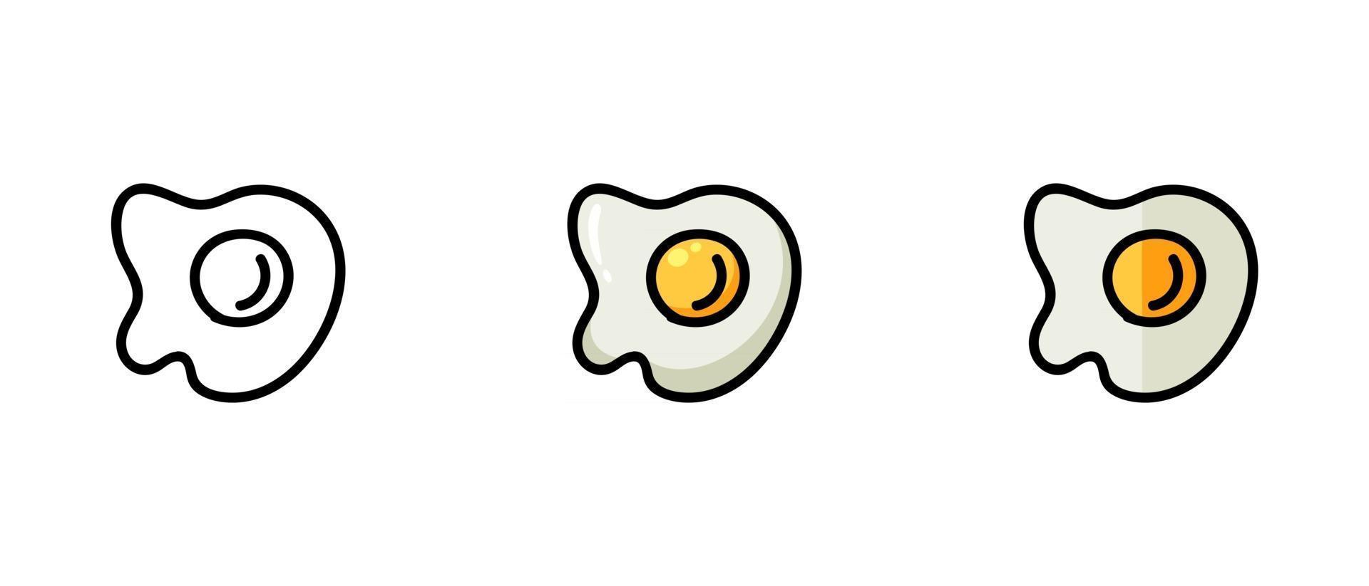 Contour and colored symbols of fried eggs vector