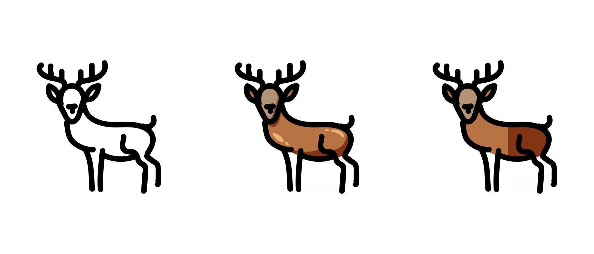 Deer outline and colored symbols vector