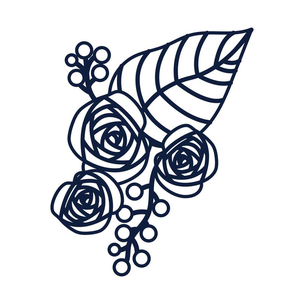 beautiful rose flower and leaves decoration vector