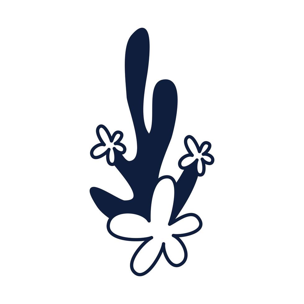 beautiful flower with leaves decoration vector