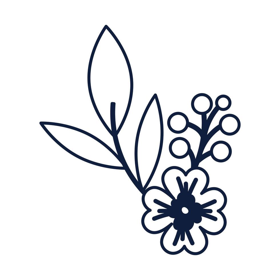 beautiful flower with leaves decoration vector
