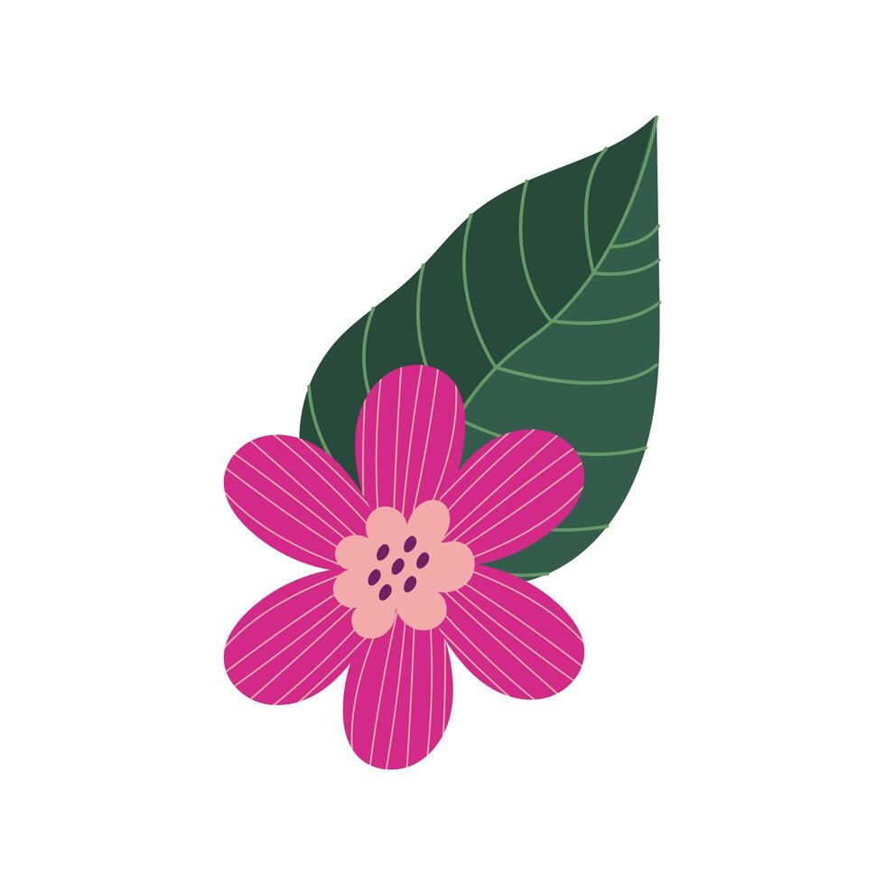 beautiful flower with leaves decoration vector
