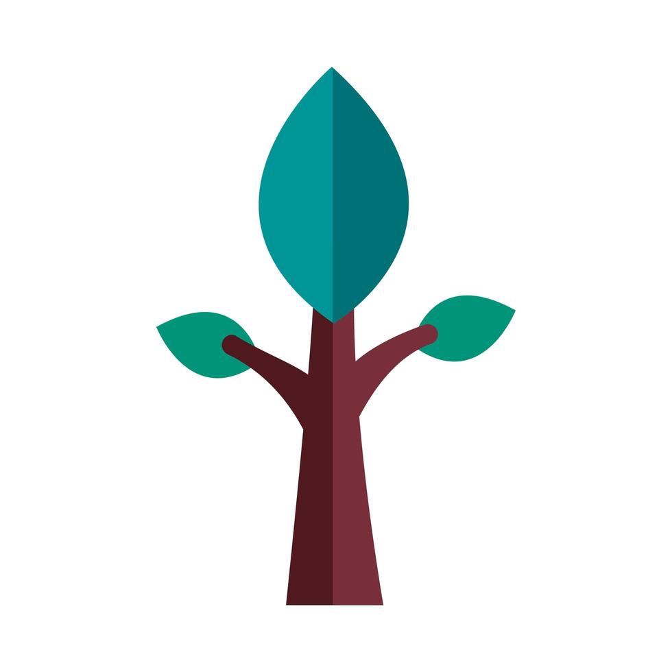 bosque de planta de árbol con hojas icono de estilo plano vector