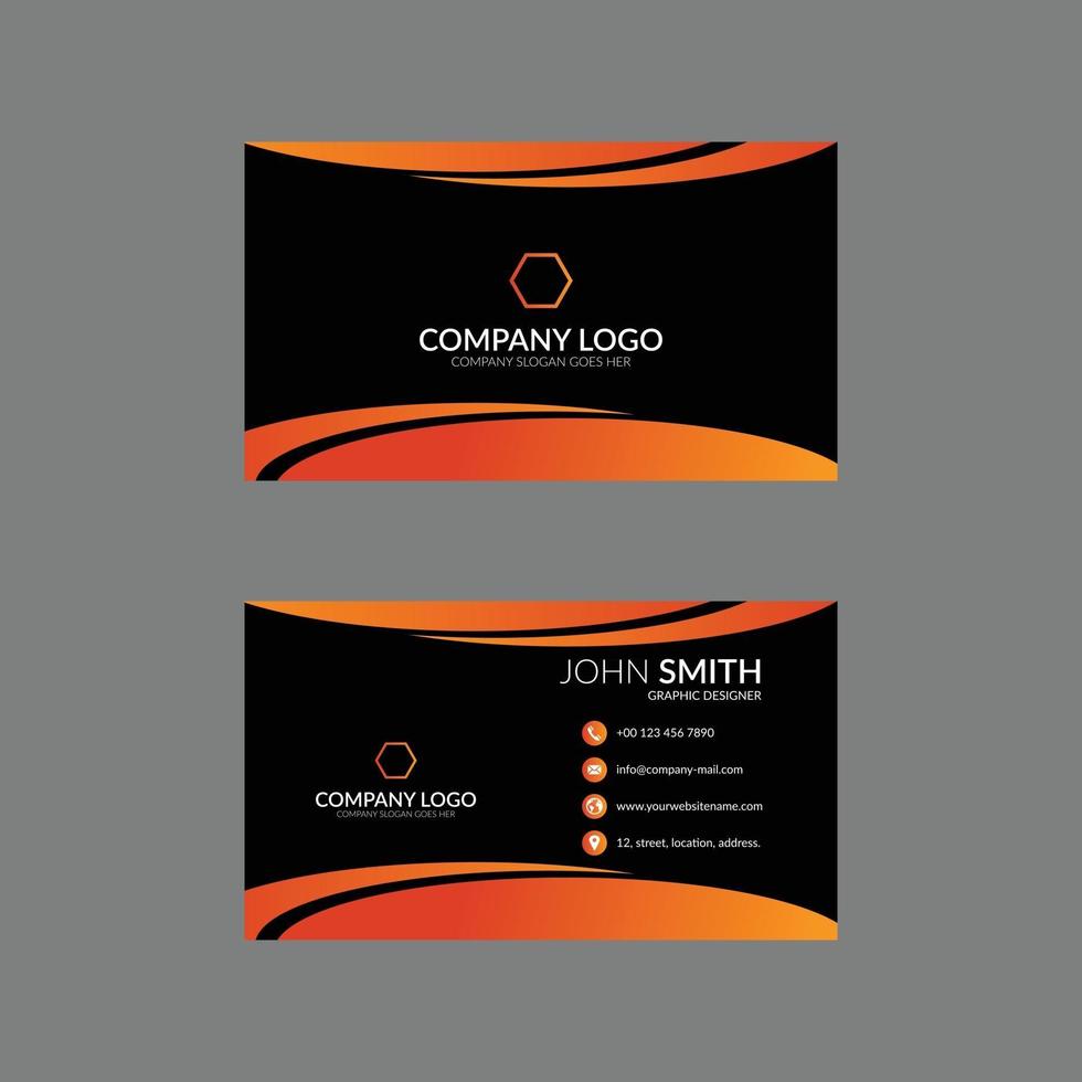 Orange and black modern business card vector template